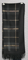 S04   Black / gold Tartan style scarf / pashmina