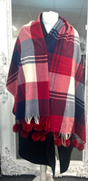 S30 Navy / Red / Cream Tartan Pashmina