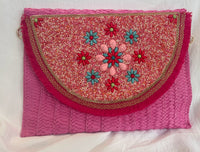 B11 Soft Weave Flower & Bead Bag