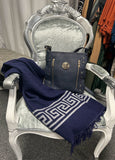 S06 Navy Blue /Grey Reversible Pashmina