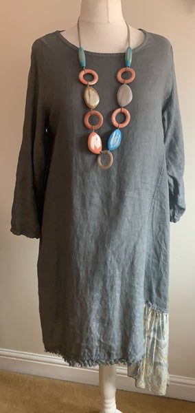 Italian Raw Edge Linen Dress