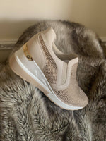 * Beige Studded Glitter Training Shoe