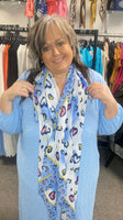 Blue multi heart scarf