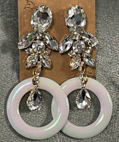 E10 Jeweled drop earrings with pearlised circle