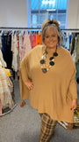 Slash neck Beaded Tasseled Poncho