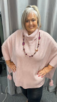 * Beaded Tasseled Poncho  Roll  Neck