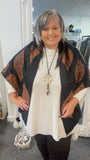 Slash neck Beaded Tasseled Poncho