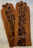Leopard Suede Effect Print Gloves